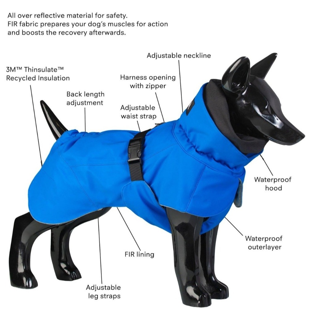 NEW PAIKKA Visibility Winter Dog Jacket Parka Indigo Waterproof Insulated - Picture 4 of 10